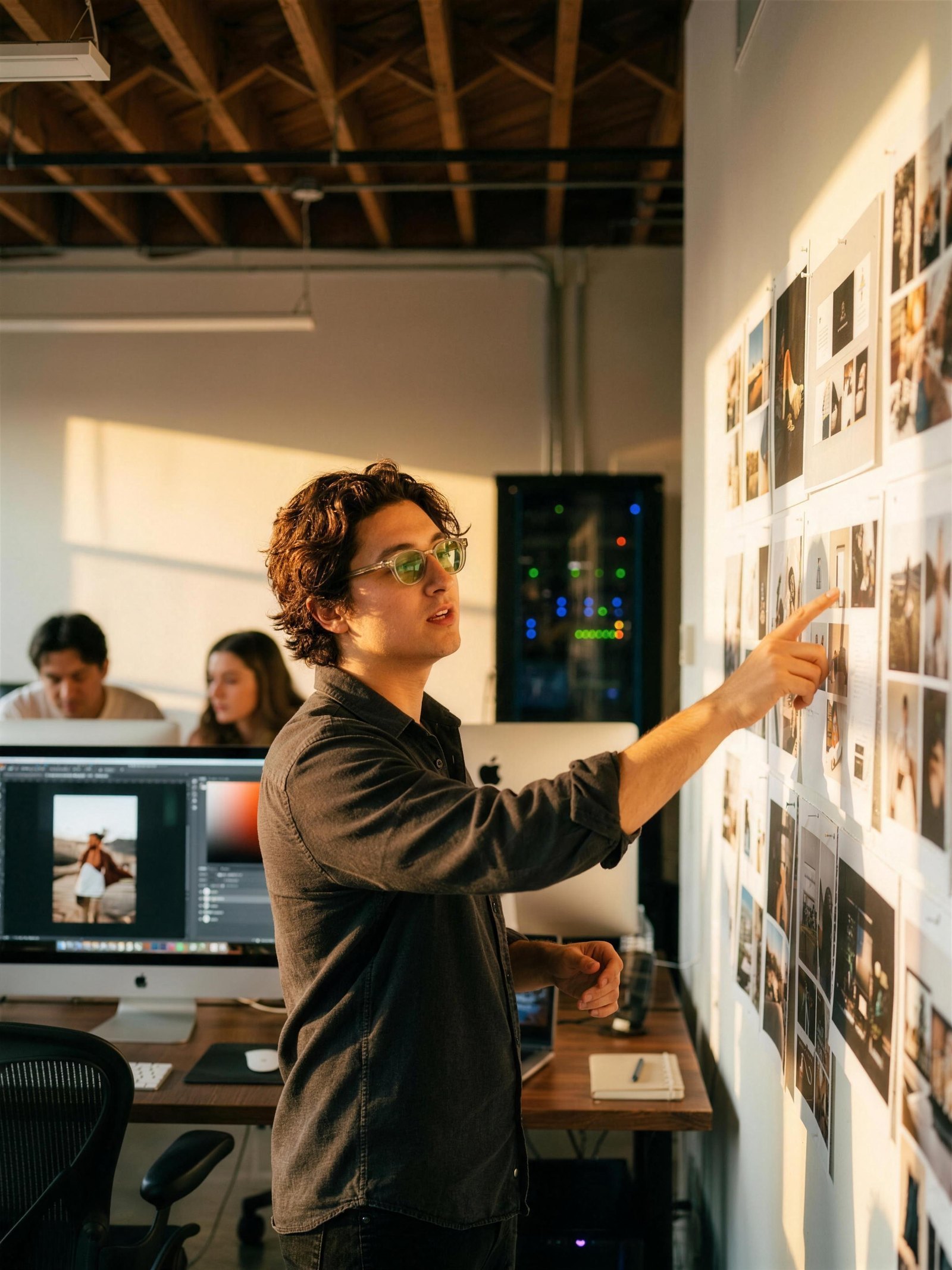Ricardo De La Blanca directing inside the RDLB creative studio, agentic systems running behind him