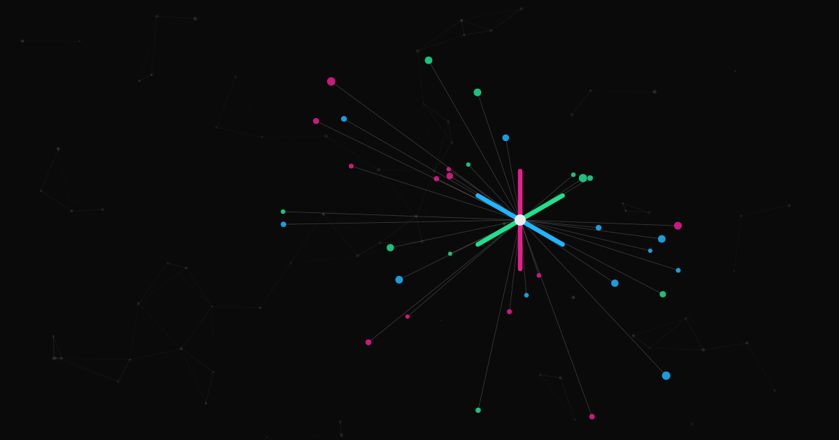 RDLB Agentic insight header — a swarm of magenta, neon, and cyan agent nodes converging on a central tri-color asterisk, illustrating swarm workflows.
